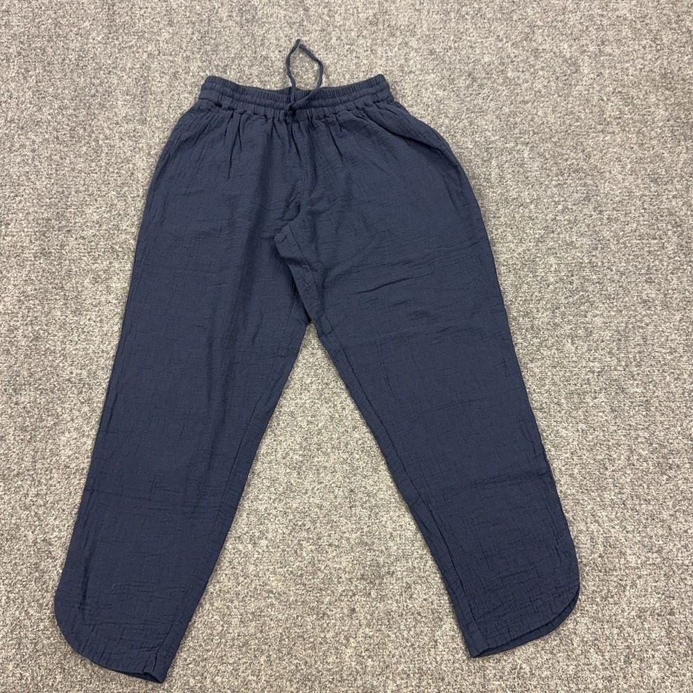 Pact Pants Womens Small Blue Organic Cotton Tapered Sweatpants Lounge Casual